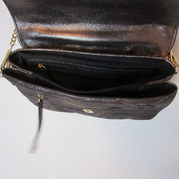 Neiman Marcus Metallic Quilted Crossbody Purse Gold Chain Formal - Picture 4 of 6